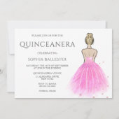 Invitation Superbe robe princesse rose Quinceanera Party (Dos)