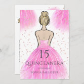 Invitation Superbe robe princesse rose Quinceanera Party (Devant / Derrière)