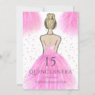 Invitation Superbe robe princesse rose Quinceanera Party