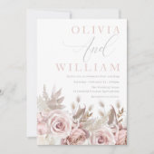 Invitation Superbe rose rose pâle Rose Floral Mariage (Devant)