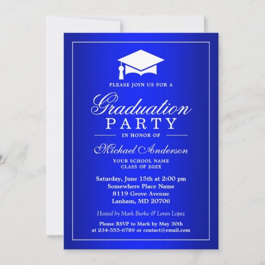 Invitation Superbe Royal Blue Gradient Graduate Graduate (Devant)