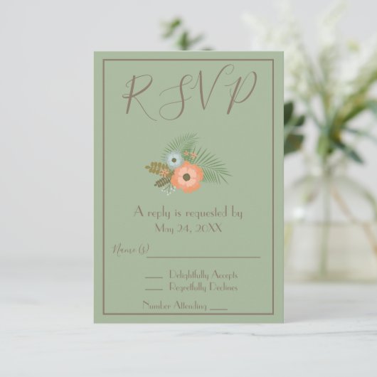 Invitation Superbe RSVP vert (Debout devant)