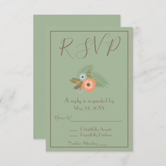 Invitation Superbe RSVP vert (Devant / Derrière)