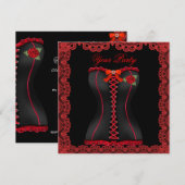 Invitation Superbe Soirée Corset Rouge à Dentelle (Devant / Derrière)