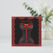 Invitation Superbe Soirée Corset Rouge à Dentelle (Debout devant)
