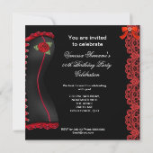 Invitation Superbe Soirée Corset Rouge à Dentelle (Dos)