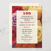 Invitation Superbes Roses 100e anniversaire de fête Invitatio (Devant / Derrière)