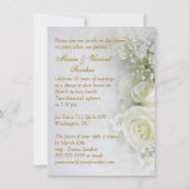 Invitation Superbes roses blanches 30e anniversaire de Mariag (Dos)