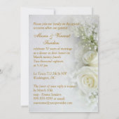 Invitation Superbes roses blanches 50e anniversaire de Mariag (Dos)