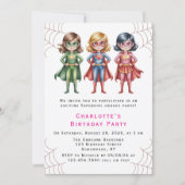 Invitation Supergirl Heroes Anniversaire Fête Pour Filles (Devant)