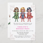 Invitation Supergirl Heroes Anniversaire Fête Pour Filles (Devant / Derrière)