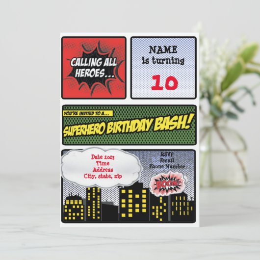 Invitation Superhero (Debout devant)