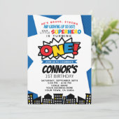 Invitation Superhero 1er Anniversaire (Debout devant)