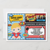 Invitation Superhero 1er Anniversaire de la fête Comédie / Co (Devant)