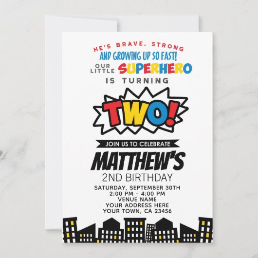Invitation Superhero 2e Anniversaire (Devant)