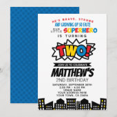 Invitation Superhero 2e Anniversaire (Devant / Derrière)