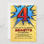 Invitation Superhero 4e anniversaire (Devant)