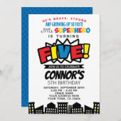 Invitation Superhero 5e anniversaire (Devant / Derrière)