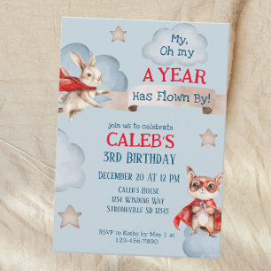 Invitation Superhero Animal Boys Anniversaire