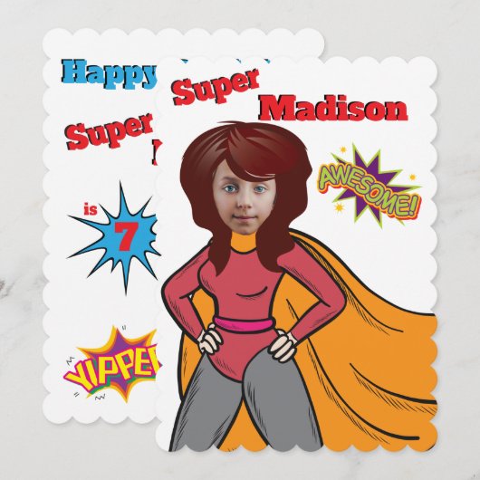 Invitation Superhero Anniversaire de enfant (Devant / Derrière)