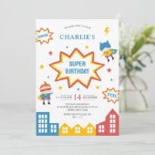 Invitation Superhero Anniversaire de enfant Party (Debout devant)