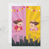 Invitation Superhero Anniversaire Soeur rose Jaune (Dos)