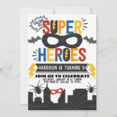 Invitation Superhero Anniversaire Thème (Devant)