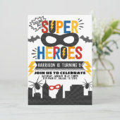 Invitation Superhero Anniversaire Thème (Debout devant)