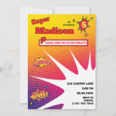 Invitation Superhero Birthday Girl Comic ⚡ Fun Fab USA (Dos)