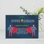 Invitation Superhero Boys Comédie Livre Anniversaire (Debout devant)