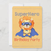 Invitation Superhero Cartoon Animaux Garçon fête d'anniversai (Dos)
