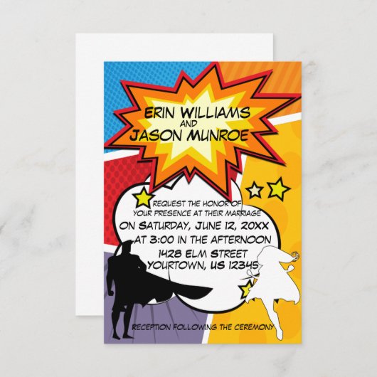 Invitation Superhero Comic Book (Devant / Derrière)