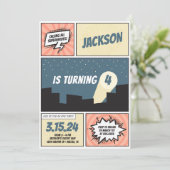Invitation Superhero Comic Book Boy Birthday (Debout devant)