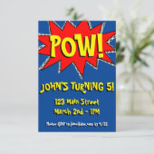 Invitation Superhero Comic Book Modèle d'invitation à thème (Debout devant)