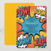 Invitation Superhero Comic Book Pop Art Boy Birthday Party (Devant / Derrière)