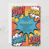 Invitation Superhero Comic Book Pop Art Boy Birthday Party (Devant)