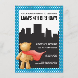 Invitation Superhero Comic Book Teddy Boys Anniversaire Invit
