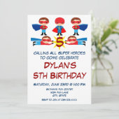 Invitation Superhero Comic Livre caractère Anniversaire Invit (Debout devant)