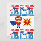 Invitation Superhero Comic Livre caractère Anniversaire Invit (Dos)