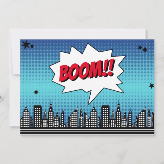 Invitation Superhero Comic Photo N'importe quel âge Anniversa (Dos)