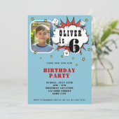 Invitation Superhero Comic Speech Bubble Boy Anniversaire Par (Debout devant)