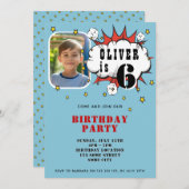 Invitation Superhero Comic Speech Bubble Boy Anniversaire Par (Devant / Derrière)