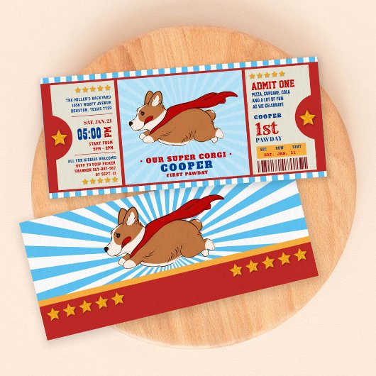Invitation Superhero Corgi Puppy fête d'anniversaire