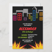 Invitation Superhero Dark City Building Explosion Anniversair (Devant)