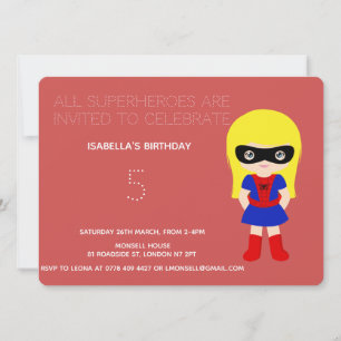Invitation Superhero Enfants Filles Anniversaire Fête Invitat