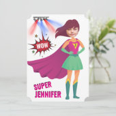 Invitation Superhero Extraordinaire anniversaire Awesome uniq (Debout devant)