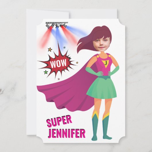 Invitation Superhero Extraordinaire anniversaire Awesome uniq (Devant)
