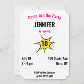 Invitation Superhero Extraordinaire anniversaire Awesome uniq (Dos)