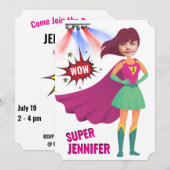 Invitation Superhero Extraordinaire anniversaire Awesome uniq (Devant / Derrière)