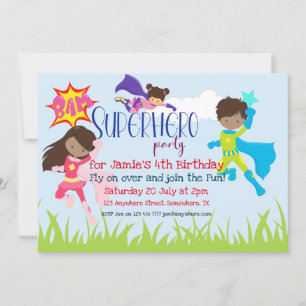 Invitation Superhero Fête d'anniversaire garçon/fille